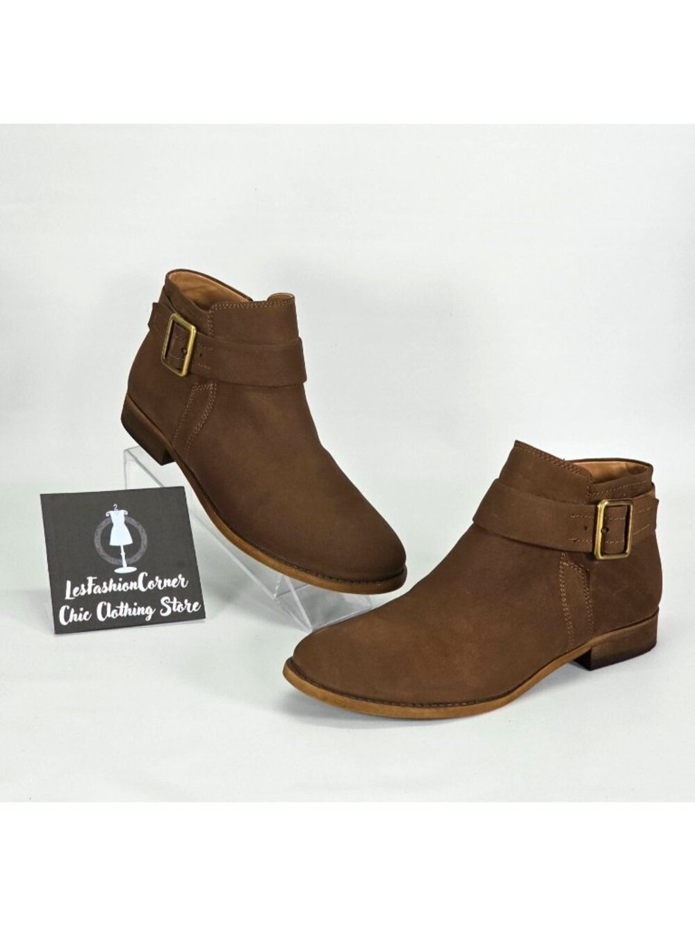 Franco Sarto Women's Tan Suede Leather Side Zip Ankle Bootie Size 9.5 1409